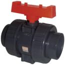 PVC ind. ball valve 25mm 2 x union PN16