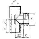 T-Stück 90° PVC-U 32 mm x 1 1/4" x 32 mm Klebemuffe x Außengewinde x Klebemuffe