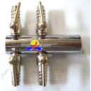 Chromed brass manifold 9mm 4-way with va