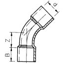 Profec Bogen 45° PVC-U 225 mm Klebemuffe 10bar Grau type aus Rohr hergestellt