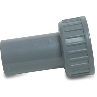 2/3 Verschraubung aus Rohr hergestellt PVC-U 63 mm x 2 1/2" Stutzen x Überwurfmutter IG 10bar Grau