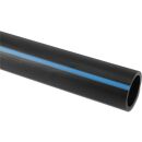 Druckrohr PE80 20 mm x 2,0 mm Glatt SDR 11 12,5bar Schwarz/Blau 1m DVGW