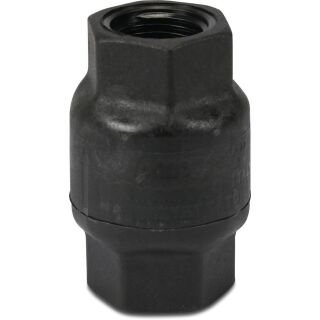Rückschlagventil Federbelastet PA Glasfaserverstärkt 3/4" Innengewinde 6bar Schwarz type Amita