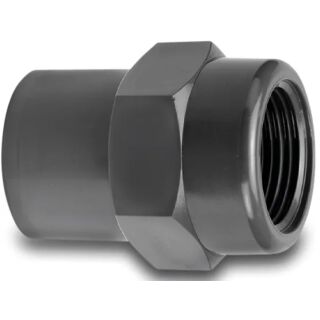PVC Übergangsgewindemuffe 50/40 mm x 1 1/2" Klebestutzen/Klebemuffe x Innengewinde 10bar Grau