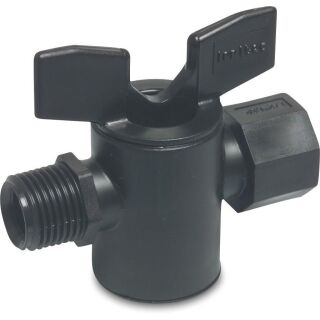 Absperrhahn PP 3/4" Außengewinde x Innengewinde 3bar Schwarz