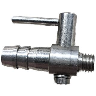 Edelstahl  Absperrhahn, Gewinde 6,2 mm Tülle 9 mm für 9mm Luftschlauch